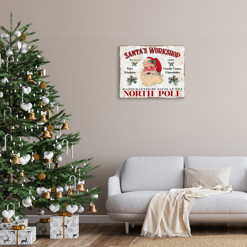 «North Pole Santa's Workshop», art mural sur toile par Creatif Belle, H 24 po x l 24 po