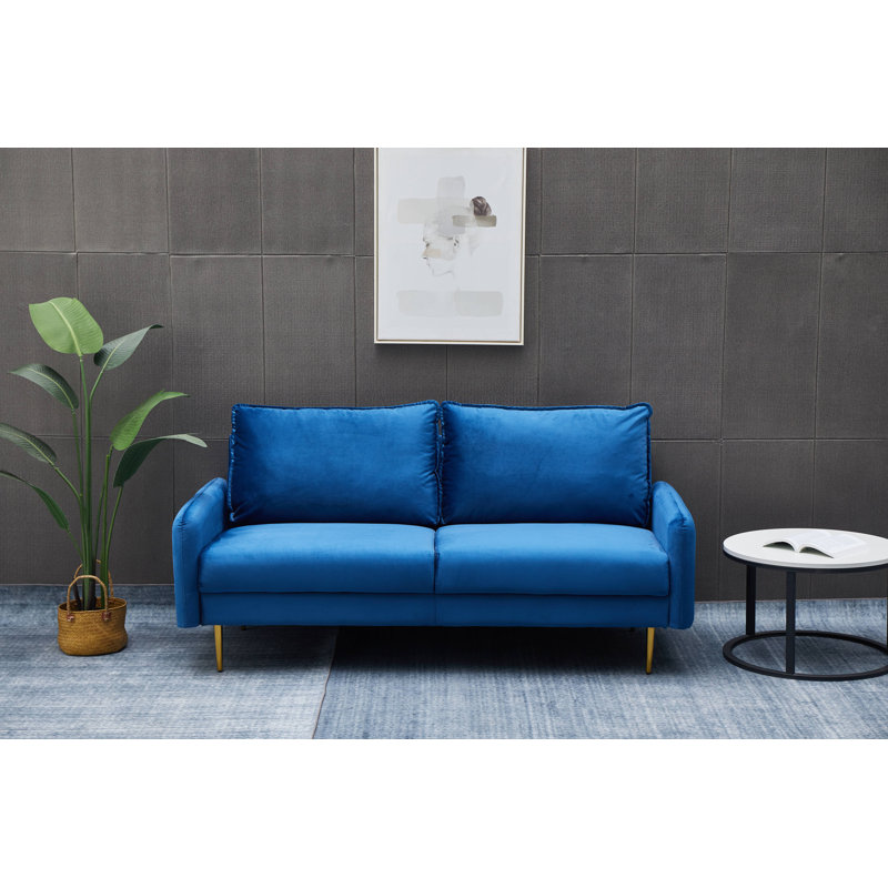 Emteas 57.3'' Velvet Loveseat, 34" H x 69" W x 32" D, Space Blue Velvet
