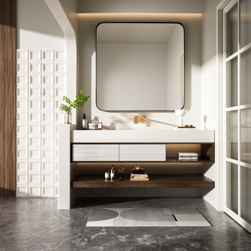 Miroir de salle de bain mural Cozy Design, Carré, 36 po x 36 po, Noir