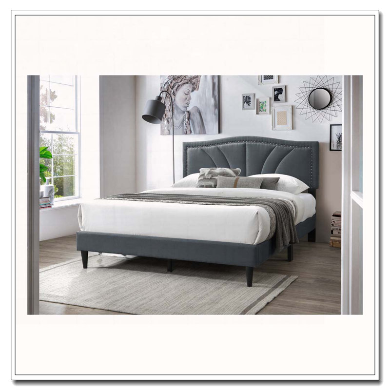 Burlap Fabric Headboard Bedframe