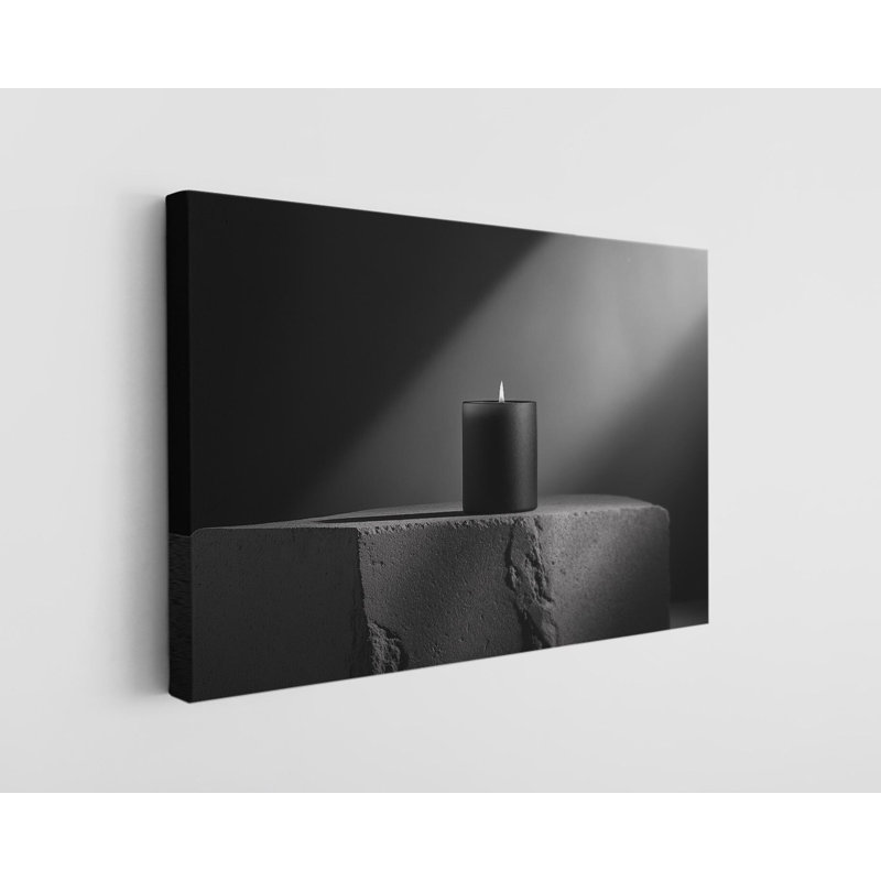«Black and White Minimalist Black Candle», reproduction sur toile de haute qualité - décoration murale fabriquée à la main - art élégant - cadeau - décoration murale, reproduction de peinture