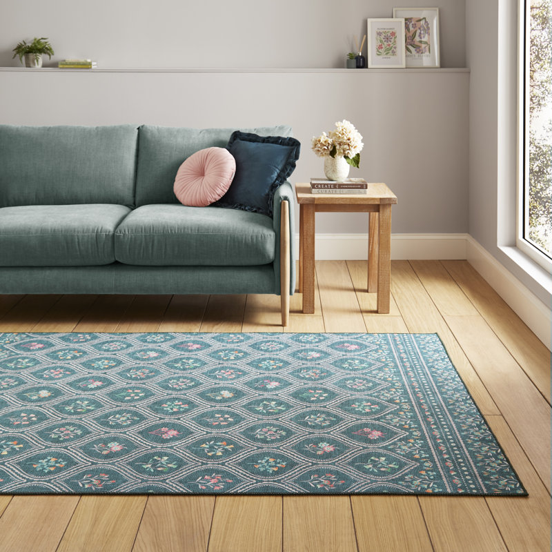 Floral Digitally Printed 122cm X 170cm Area Rug, Rectangle 152 x 230 cm, Green