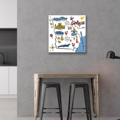 Art mural en verre épique «Georgia» par Farida Zaman, 24 po x 24 po