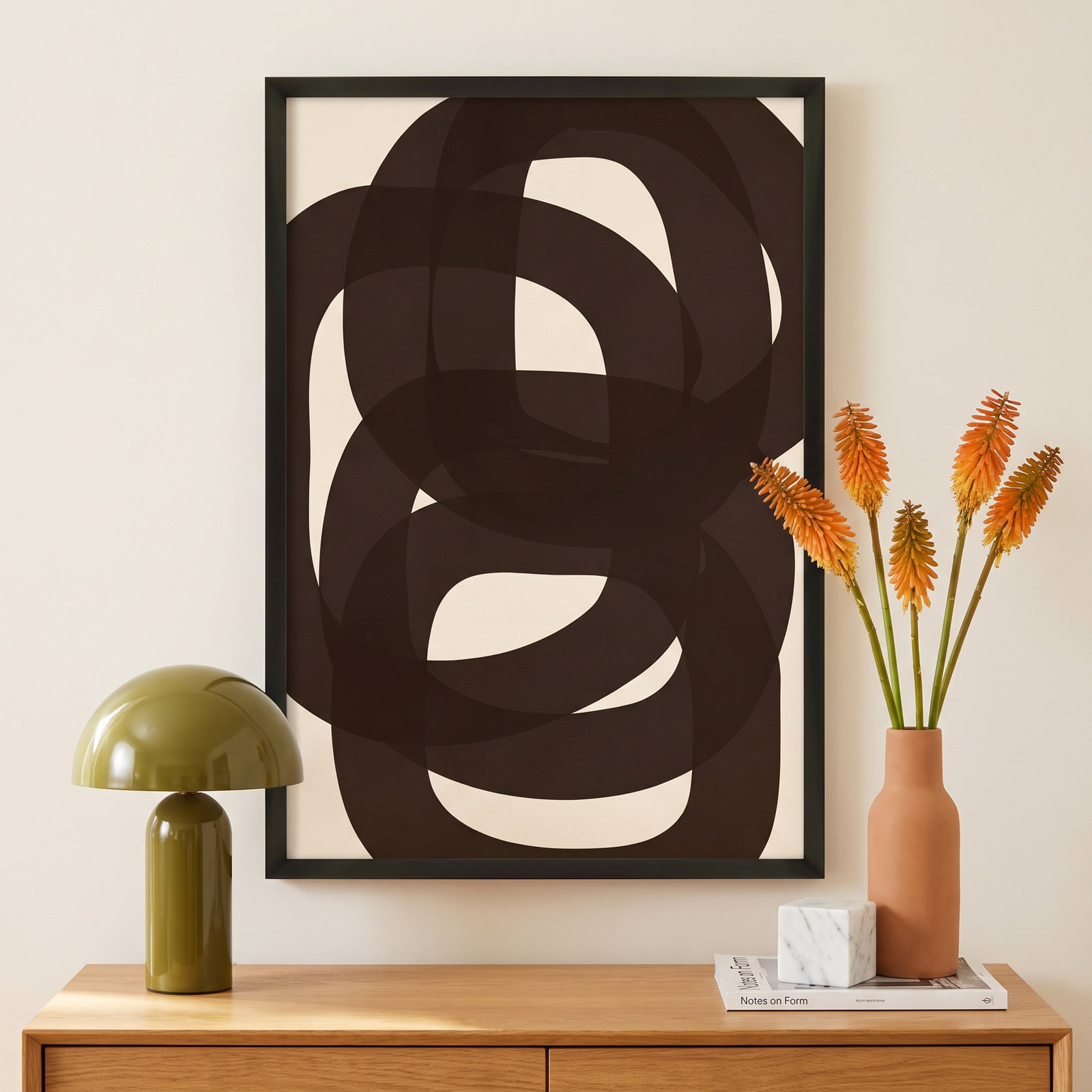 Denyer "Circular Harmony" Print, 20" H x 14" W x 1.25" D, Black Framed Paper