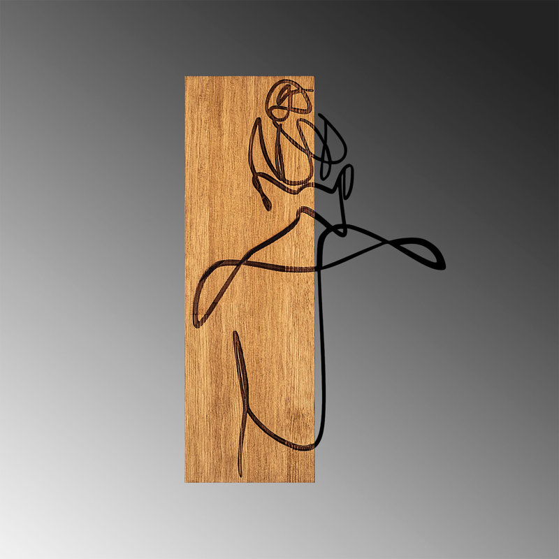 Decorative Wooden Wall Accessory, Walnut & Black Finish, 14.2 x 22.8 inches | 50% Real Wood (Thickness: 1.2 inches) & 50% Metal (Thickness: 0.06 inches) | Unique Design, Ideal for Home Decor & Modern Interiors