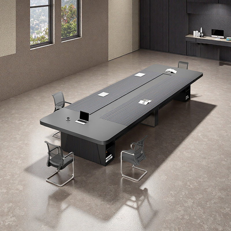 Table de conférence Modern, H 29,52 po x L 137,79 po x l 59,05 po, Noir/gris