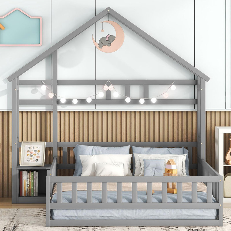 Solid Wood Bed, Grey