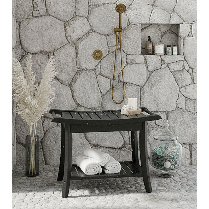 Mitch 23.75'' W Bamboo Shower Bench, Matte Black