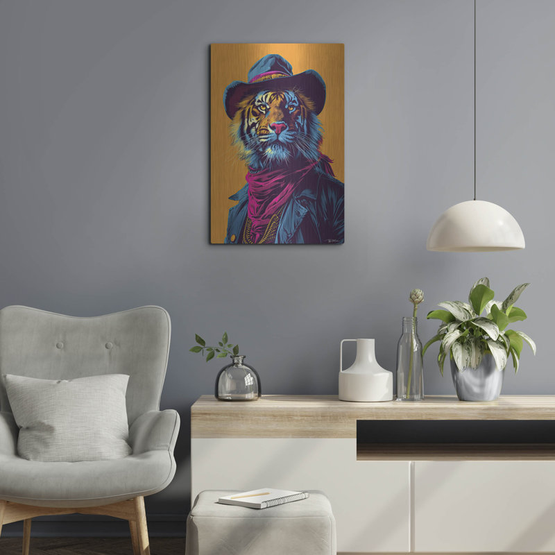 Art mural luxueux «Western Tiger» par Momart, H 24 po x l 16 po