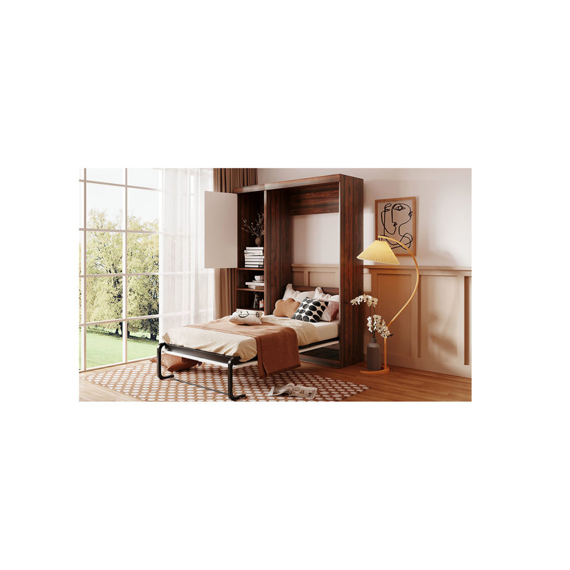Lit armoire simple en blanc - Maximisez l'espace de votre bureau personnel avec rangement latéral Optimisez et confort