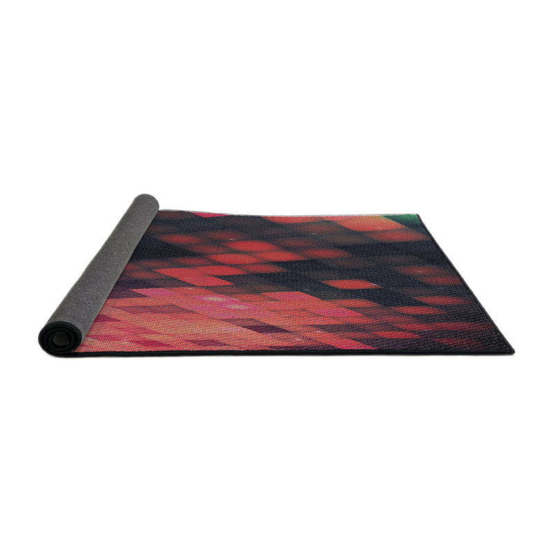 Tapis rouge / noir Power Loom, Rond 4 pi