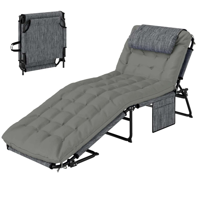 Outdoor Sun Lounger,Folding Chaise Lounge Chair, Gray