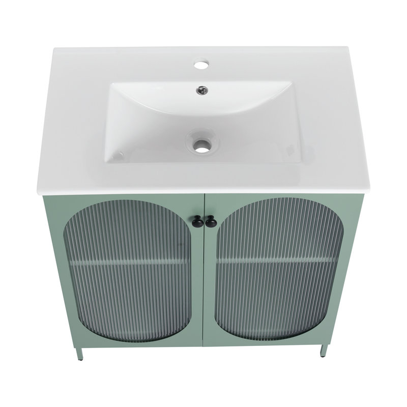 Meuble-lavabo autoportant de 30 pouces avec comptoir en céramique