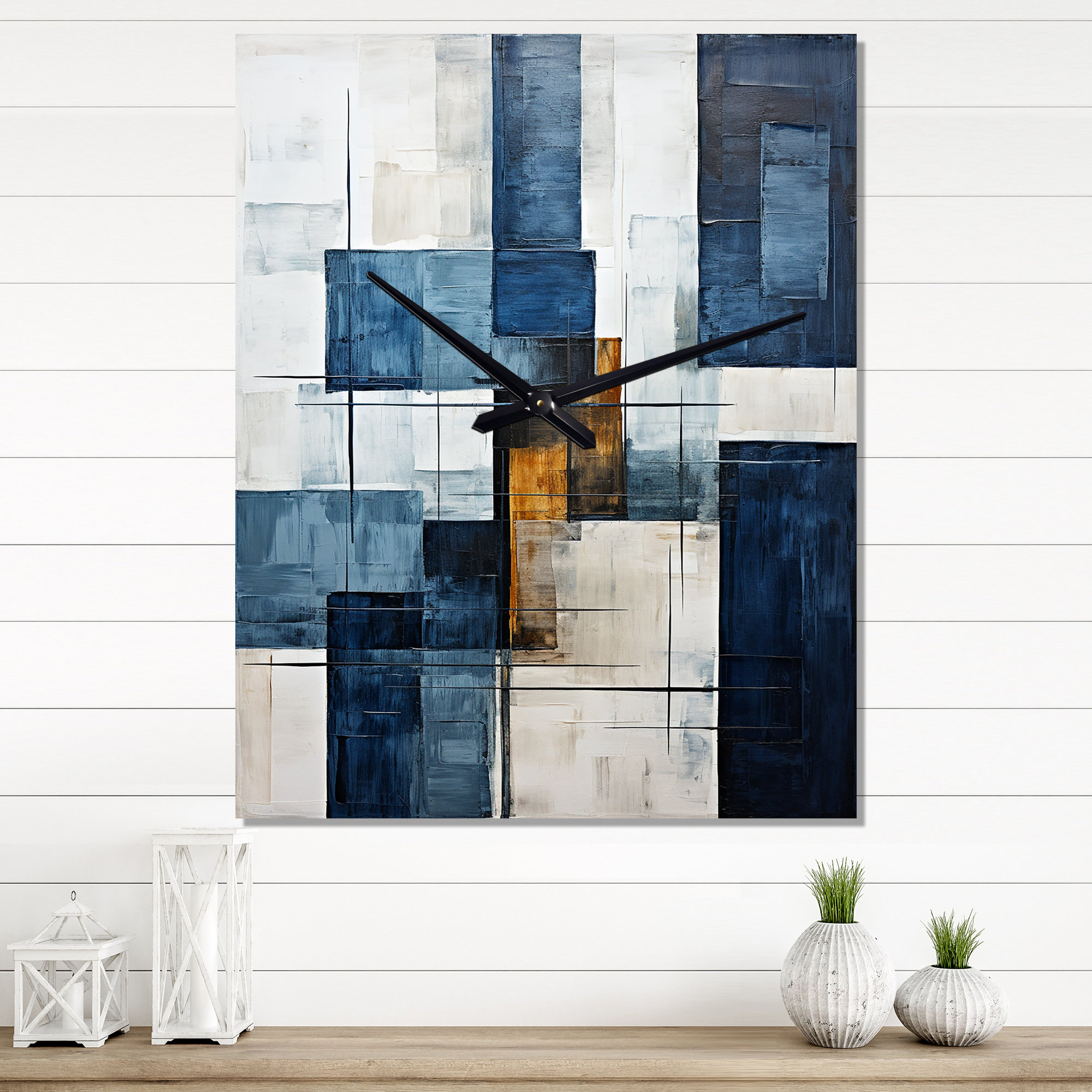 Abstract Wall Clocks Latitude Run® Indigo Illusion Abstract Shapes V - Abstract Shapes Wall ...