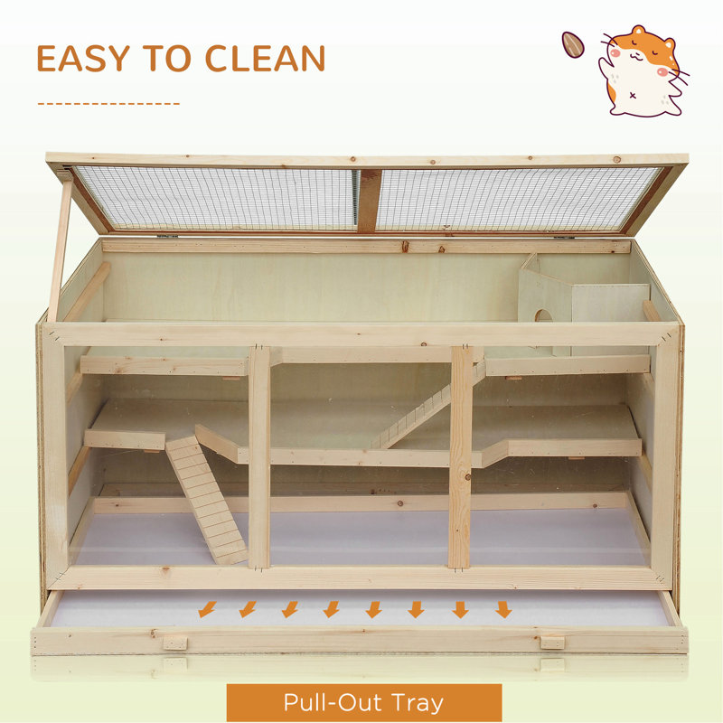 Très grande cage à hamster en bois - 1000 pouces carrés pour les hamsters et autres petits animaux, enceinte en bois au design innovant. Animaux spacieux. Matériaux. Facile à entretenir. Taille de plateforme 44,25 po