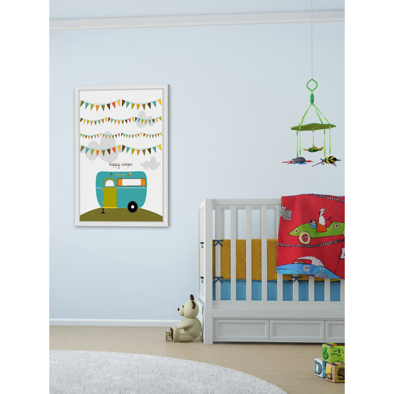 «Happy Camper Blue», reproduction encadrée, H 24 po x l 16 po