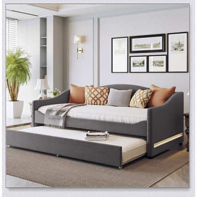 Upholstered Daybed With Light And Trundle