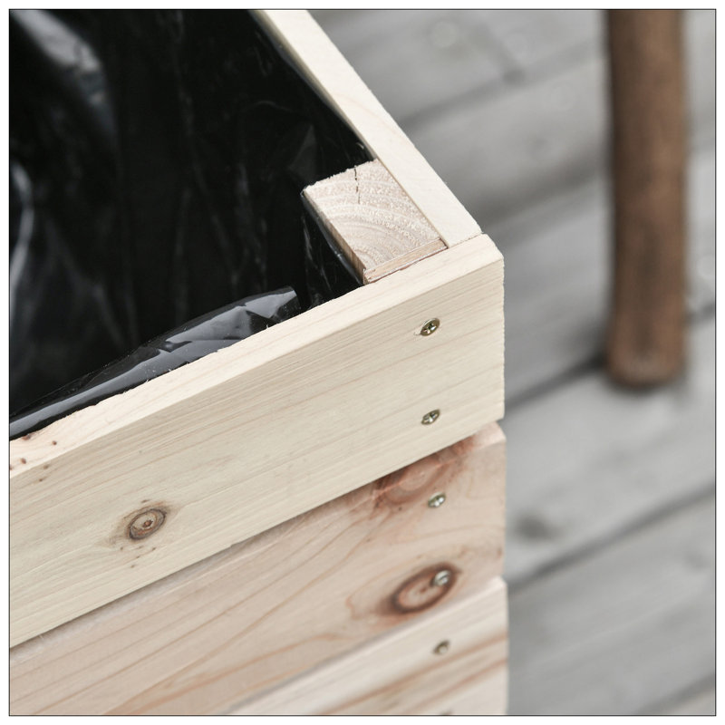 4PCS Raised Garden Bed, Wooden Elevated Planter Box Kit With Bed Liner, DIY Shape, For Flowers Vegetables
