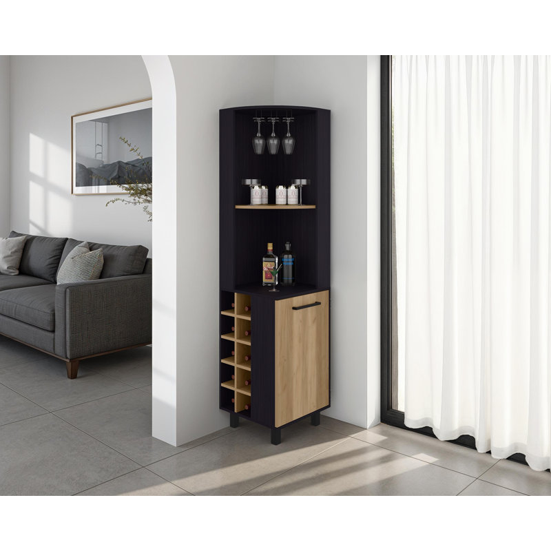 Melia-Teevan 17.7'' Bar Cabinet, Brown/Black
