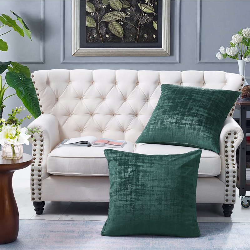 Square Euro Cushion Cover, Green