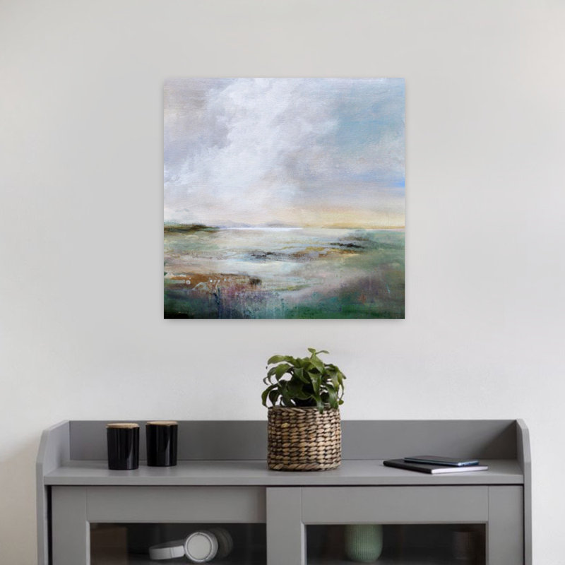 Art du paysage côtier abstrait matin, H 18 po x l 18 po