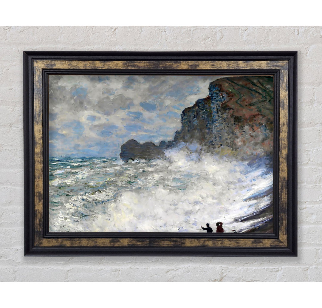 Monet Raues Wetter in Etretat - Einzelner Bilderrahmen Kunstdrucke