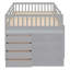 Lit superposé double avec 4 tiroirs de rangement pratiques et 3 tablettes - gris, bois massif pour une chambre fonctionnelle-1529157496-1529157498