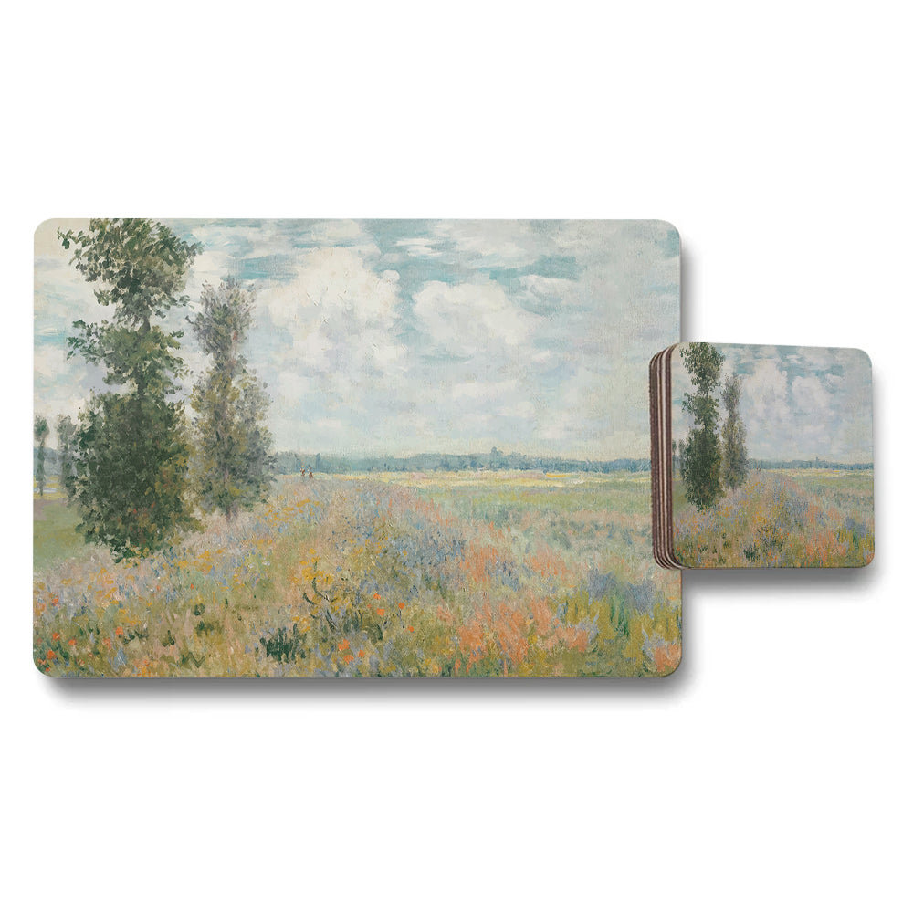 Impressionist Meadow Floral Placemats and Coasters Set