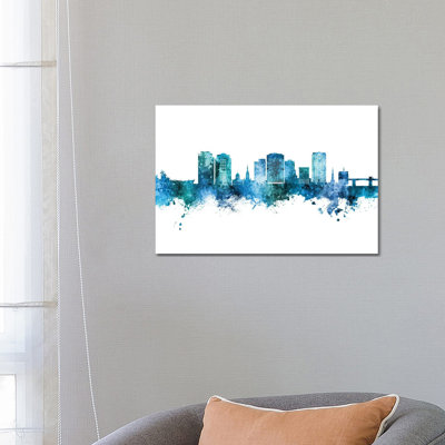 " Norfolk Virginia Skyline Blue Teal " by Michael Tompsett