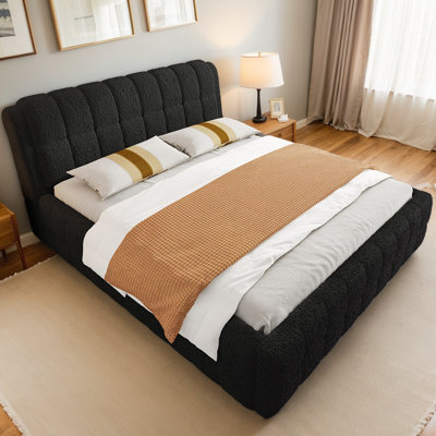 Lit plateforme confortable en mousse avec structure en panneau de fibres à densité moyenne, sans sommier, durable