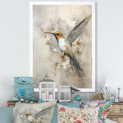 Fluttering Floral Hummingbird II - Hummingbird Wall Art