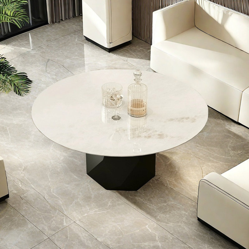 Luxury Stone Coffee Table with Black Titanium Legs