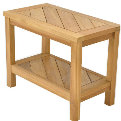Spateak Grade-A Teak Wood Berlin Shower Seat 24" Outdoor Patio Stool Bench