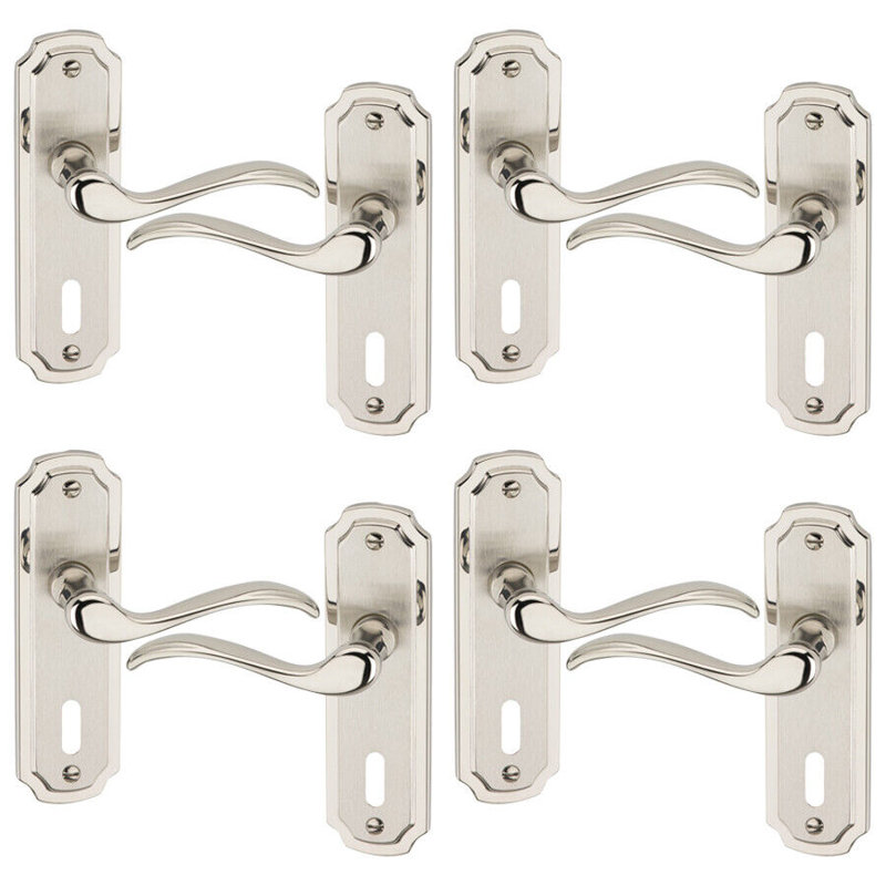Door Handle, Satin Nickel Keyhole