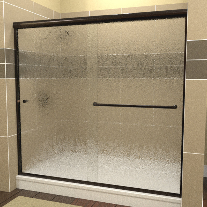 Leser - W x 70.375'' H Bypass Door Semi-Frameless Shower Door with, Left Opening, Bubble, Anodized Oil Rubbed Bronze