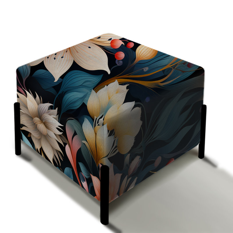Motif botanique Fantasy Foliage - repose-pieds carré floral