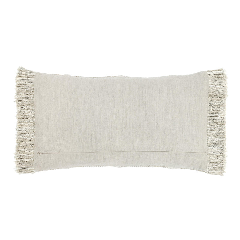 Lucera 22" Woven Fabric Throw Pillow in Beige, 14"H x 26"W, Rectangular