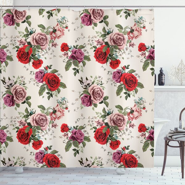 East Urban Home Floral Shower Curtain with Hooks Included | Wayfair