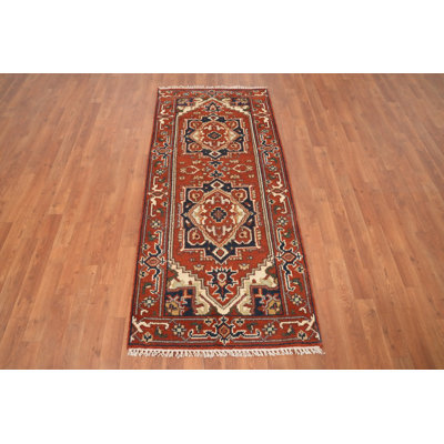 Handmade Orange Traditional Indian Rug 3x6