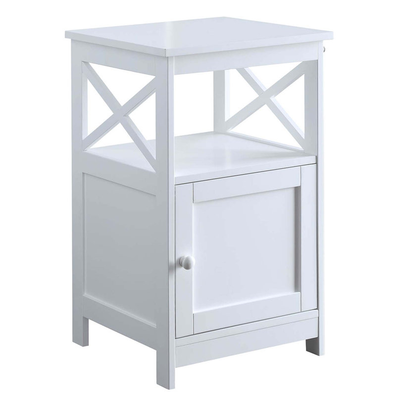 Table de bout à 4 pieds avec rangement Darek, Blanc