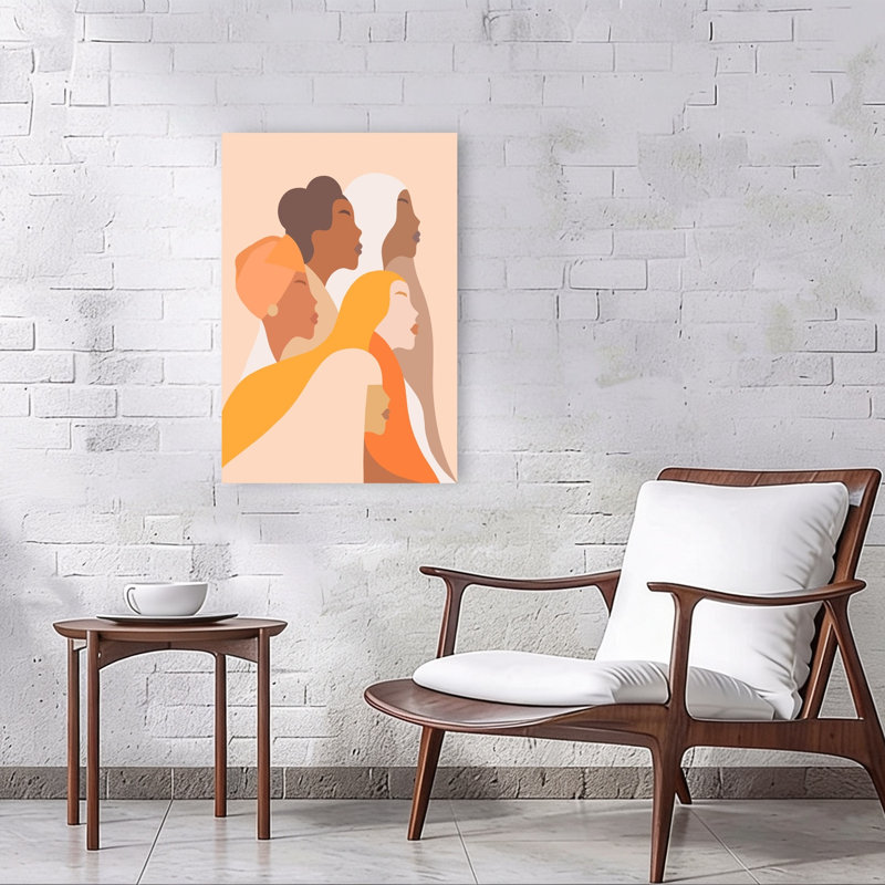 «Diverse Women Profile», impression d'art moderne minimaliste serein, H 36 po x l 24 po