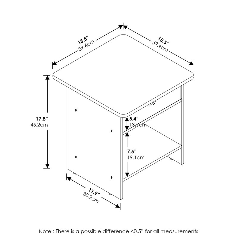 Table de bout avec rangement Brigette, Gris chêne français