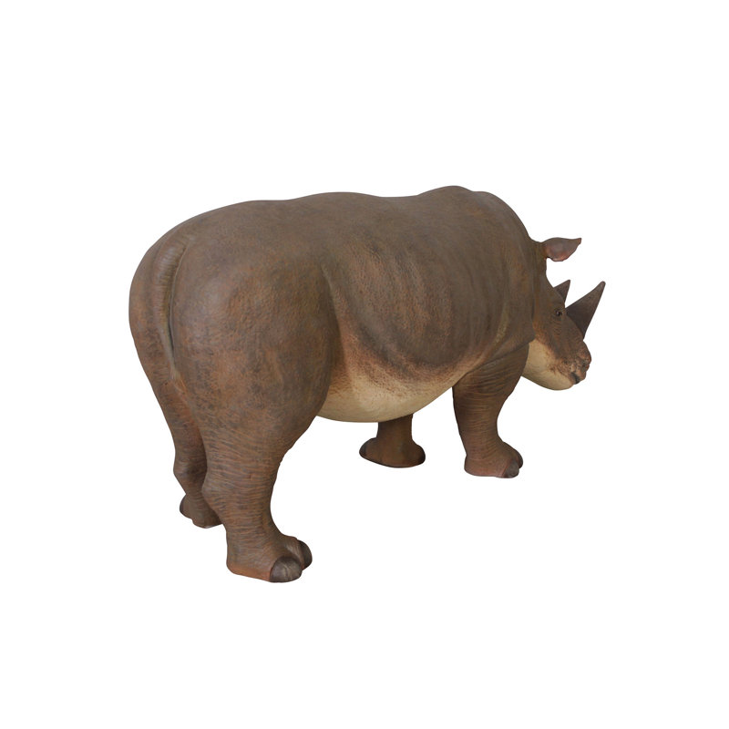 Grand-Scale Hand-Painted Resin Rhinoceros Statue