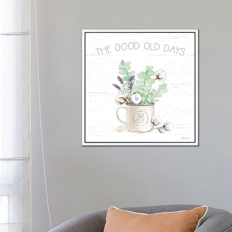 Farmhouse Cotton III Sage by Beth Grove - Print on Canvas, White Framed, 66.04cm H x 66.04cm W x 3.81cm D