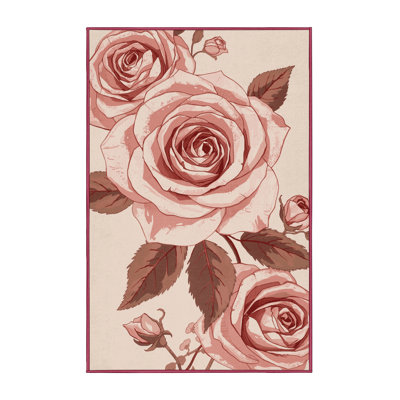 Soft Plush Etzel Valentines Modern & Contemporary Abstract Area Rug in Beige – Rose Binding