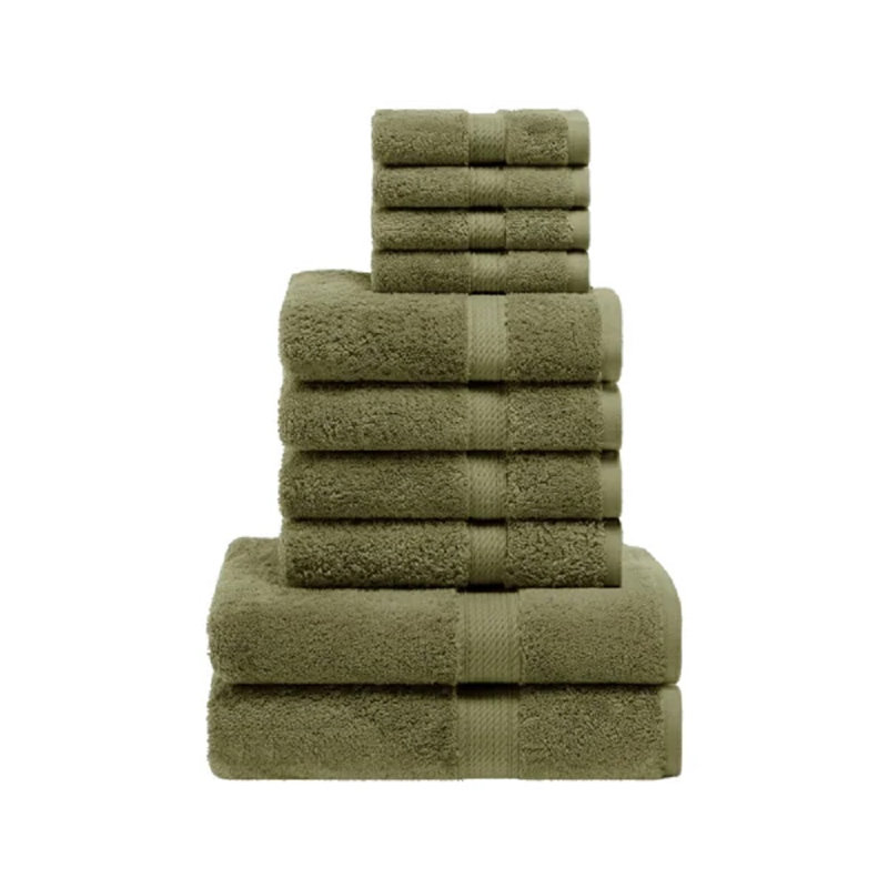 Scotia Egyptian Cotton Bath Towel Set, Forest Green, 10Pc Towel Set (2Bath, 4Hand, 4Face)