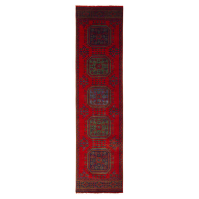 One-of-a-Kind 2'11" X 11'5" 1950s Runner Wool Area Rug in Red