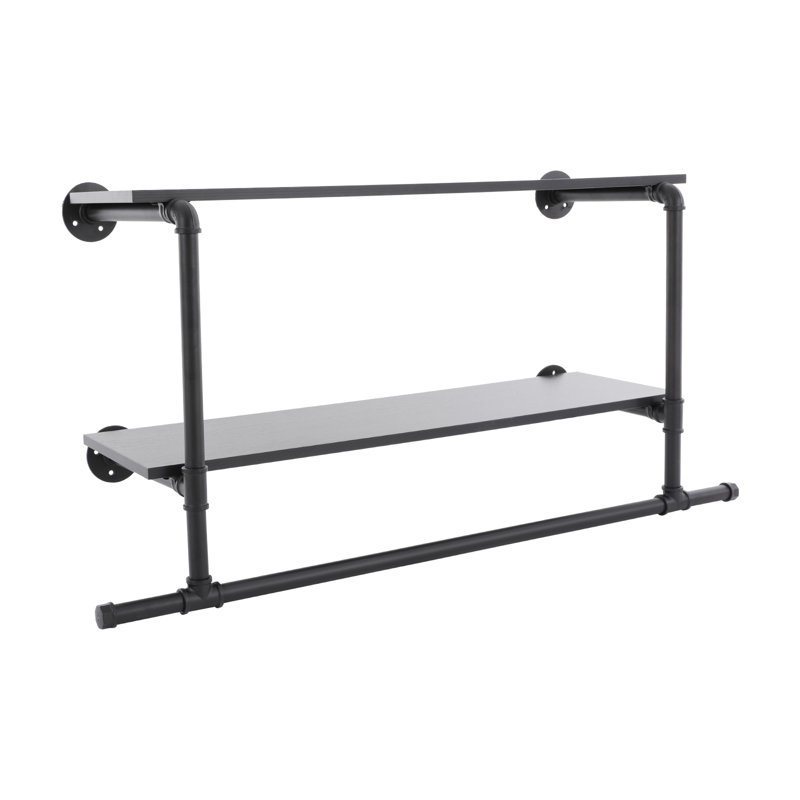 Wall-mounted Metal Clothing Rack, Satin Black