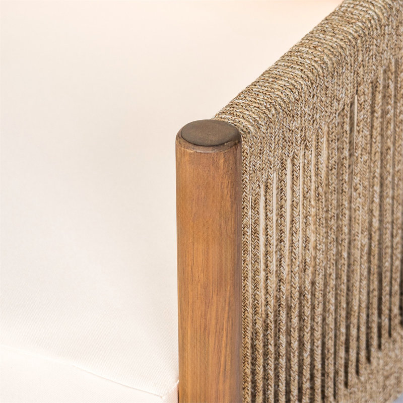 Méridienne d'extérieur moderne avec structure en bois massif et coussins en polyester confortables (y compris la chaise)