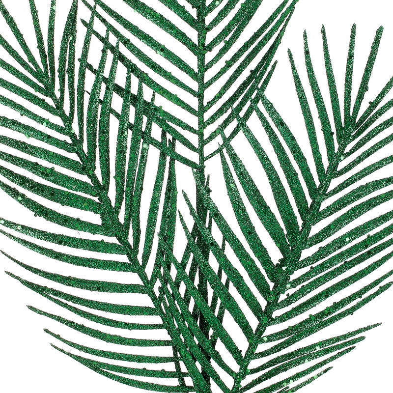 34" Glitter Mica Triple Palm Leaf Spray